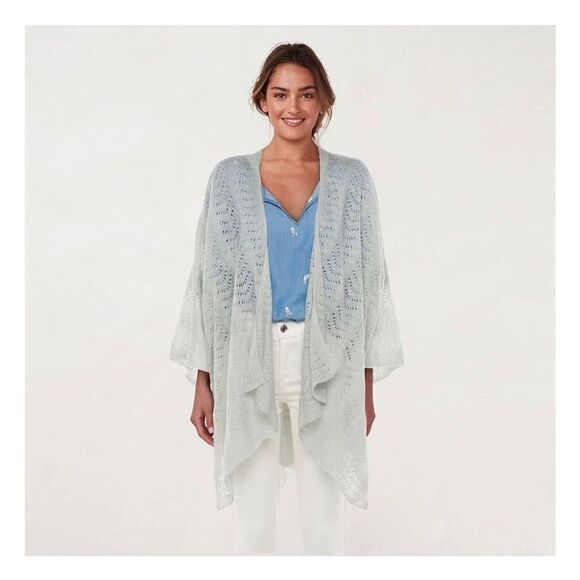 LC by Lauren Conrad Waterfall Open Knit Light Weight Gray Cardigan One Size - Picture 1 of 10